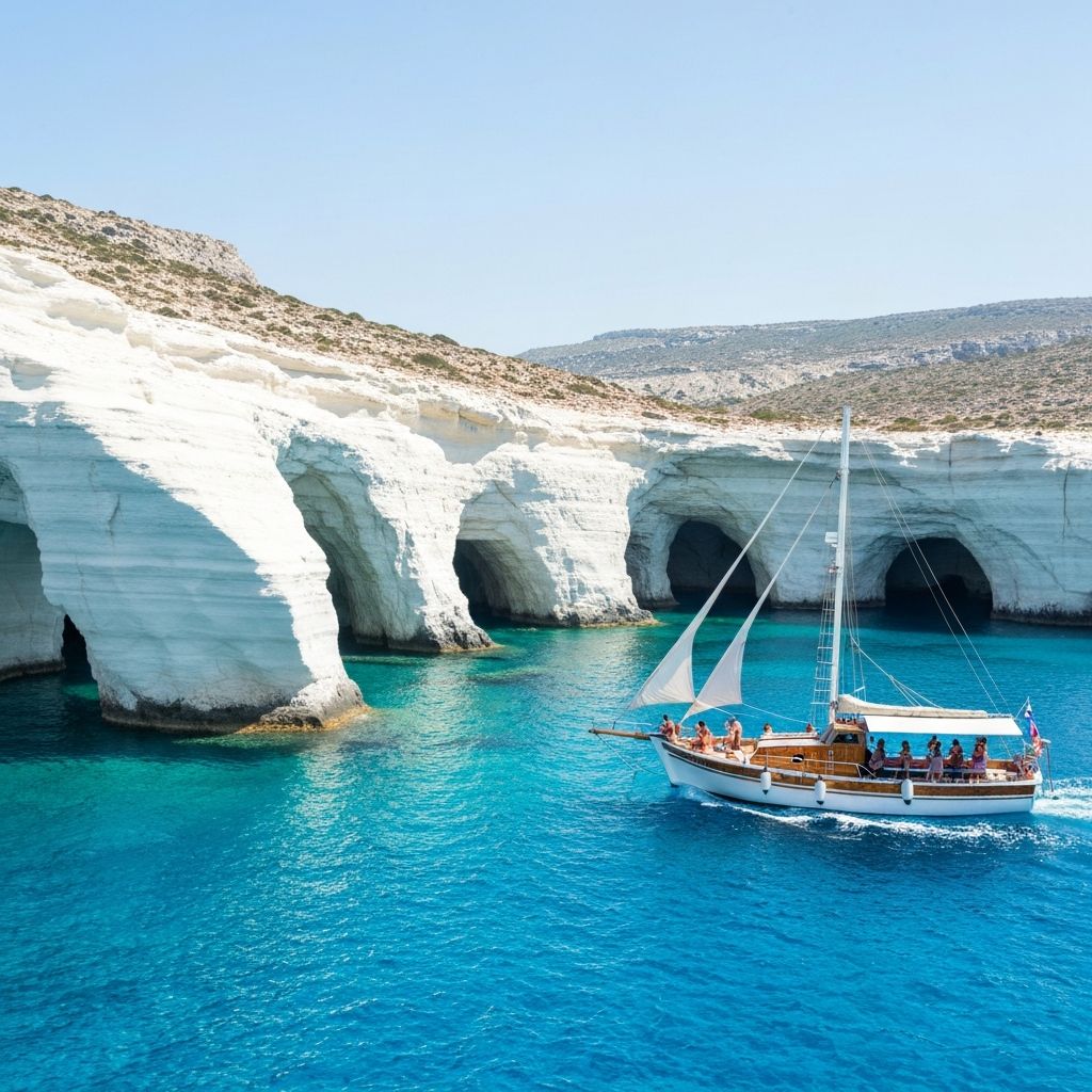 Croisière Milos plages secrètes grottes marines Cyclades