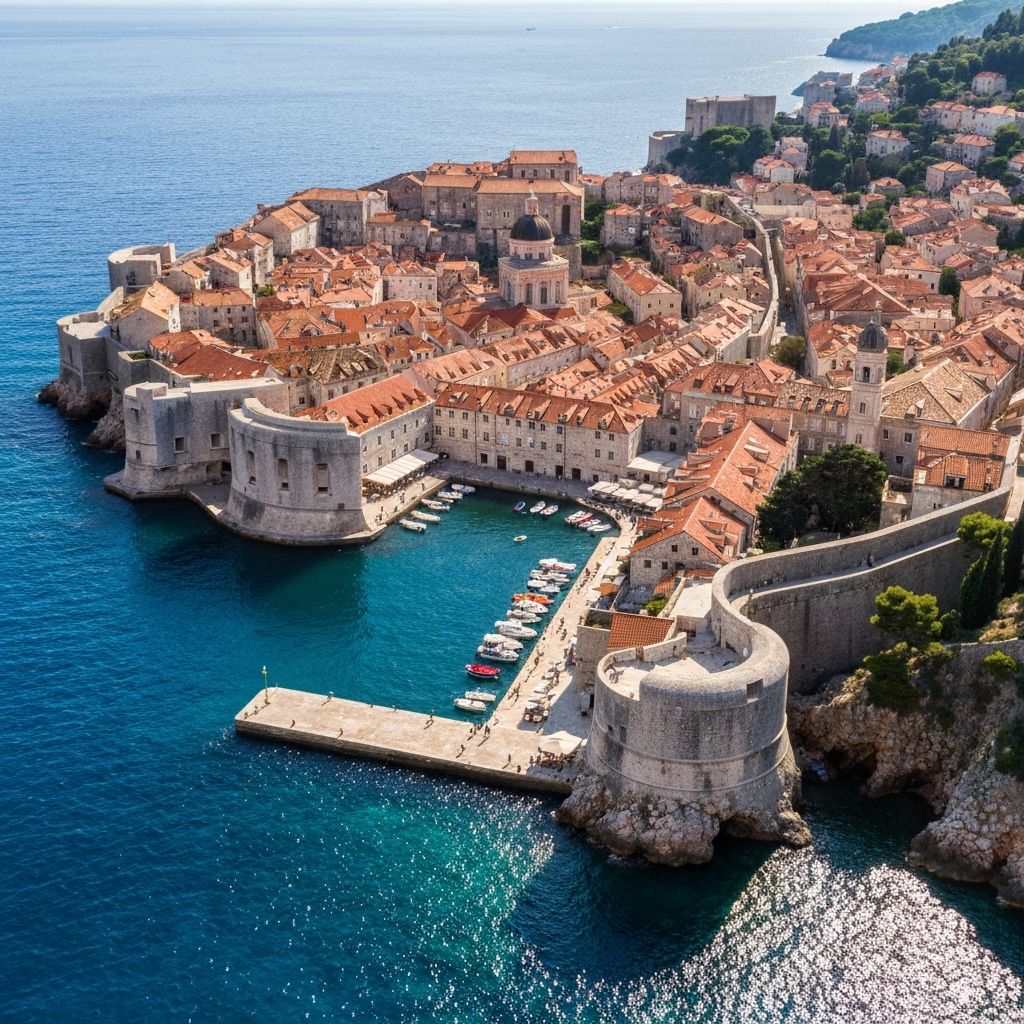 Vue panoramique de Dubrovnik et les remparts médiévaux sur la mer Adriatique