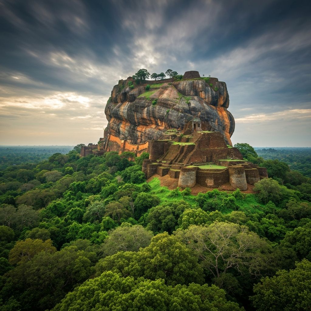 Rocher de Sigiriya dominant la jungle au Sri Lanka